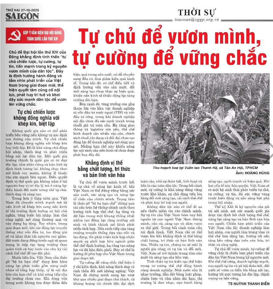 Tự chủ để vươn mình, tự cường để vững chắc