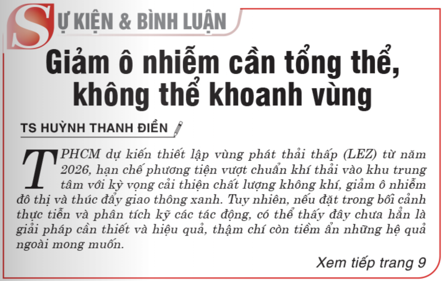 Giảm ô nhiễm cần tổng thể, không thể khoanh vùng