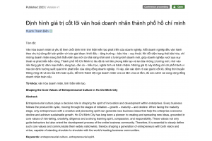 Định hình giá trị cốt lõi văn hoá doanh nhân thành phố hồ chí minh