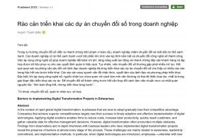 Rào cản triển khai các dự án chuyển đổi số trong doanh nghiệp