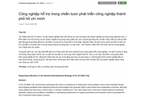 Công nghiệp hỗ trợ trong chiến lược phát triển công nghiệp thành phố hồ chí minh**