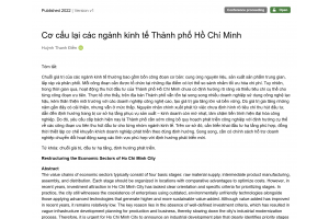 Cơ cấu lại các ngành kinh tế Thành phố Hồ Chí Minh**