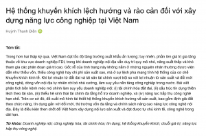 Hệ thống khuyến khích lệch hướng và rào cản đối với xây dựng năng lực công nghiệp tại Việt Nam