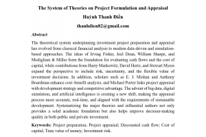 The System of Theories on Project Formulation and Appraisal 