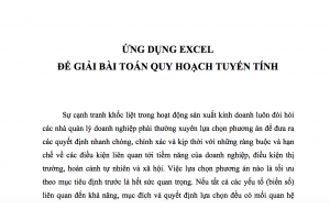 Giải bài toán quy hoạch tuyến tính bằng công cụ slover trên Excel